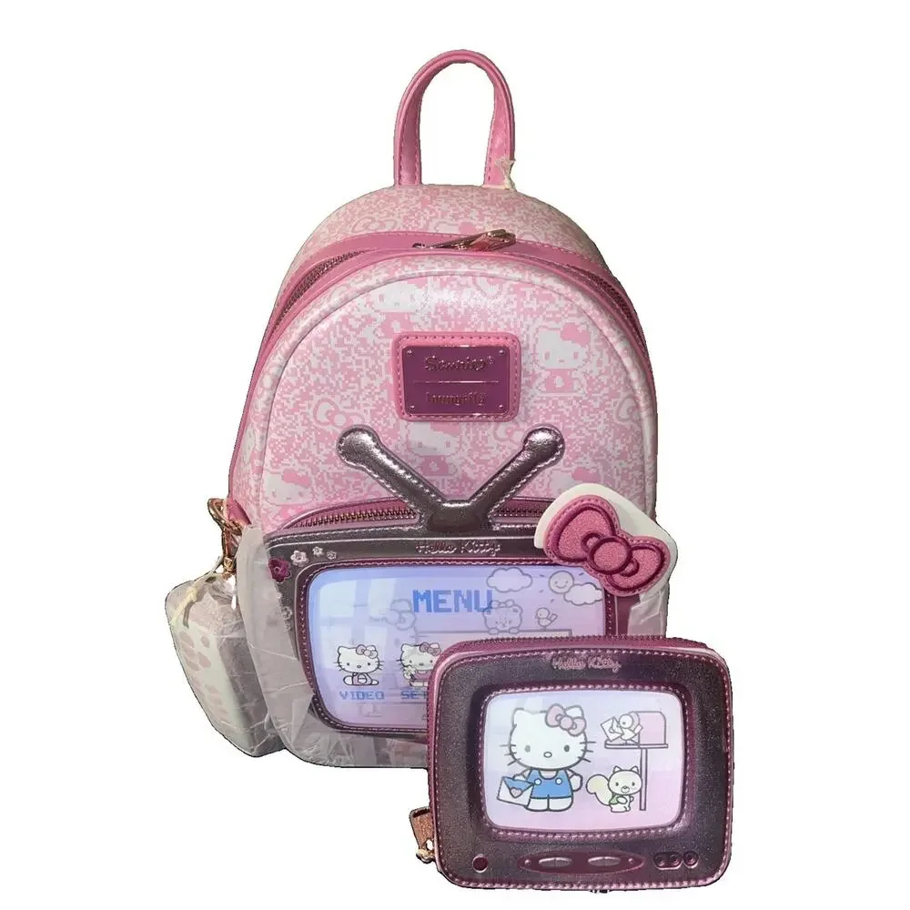 Loungefly HELLO KITTY Vintage TV Lenticular Mini Backpack Coin Bag & Zip Wallet